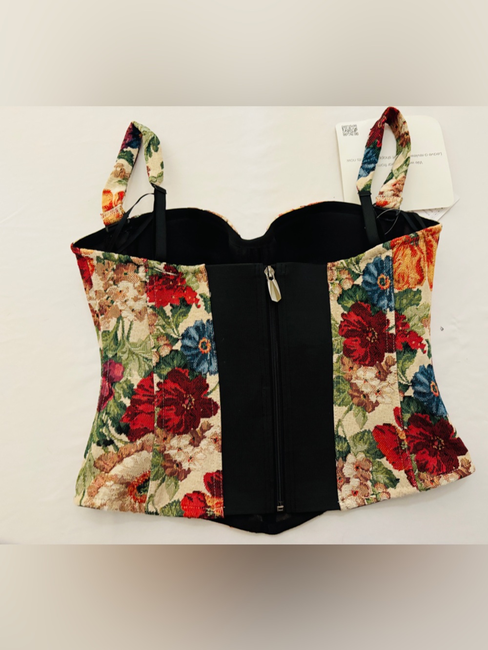 Chicwish Floral Tapestry Bustier Top - Red, Blue, Green, Cream Women’s M NEW - Picture 6 of 11